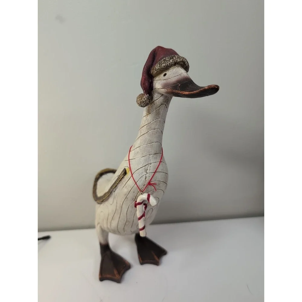 Folk Art Resin Holiday Christmas Duck Figure 13 In